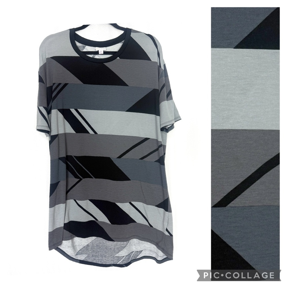 LuLaRoe Patrick Men's Black and Gray Graphic Shirt Size 2XL